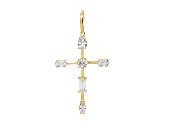 MB 1303 Medalha Cruz Com Zirconias 3,7CM BRUNA Semijoias