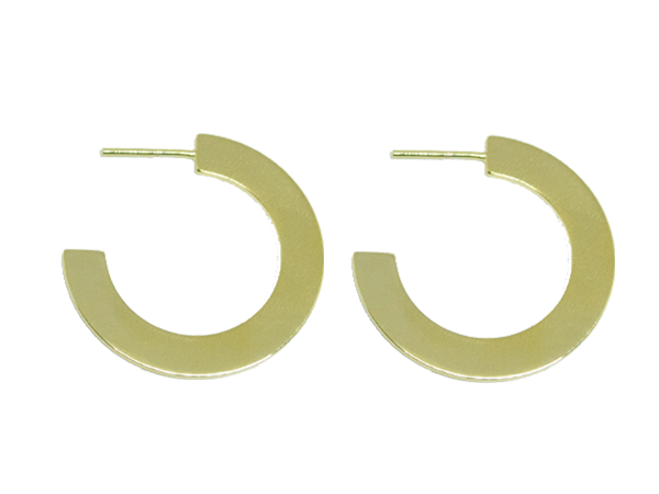 BB 2960 Brinco Meia Argola Fita Achatada Polida 3CM BRUNA Semijóias