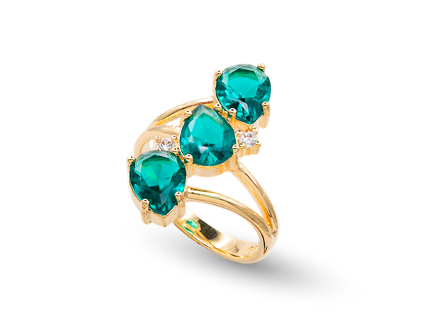 AB 1992 Anel 3 gotas zirconias azul BRUNA Semijoias