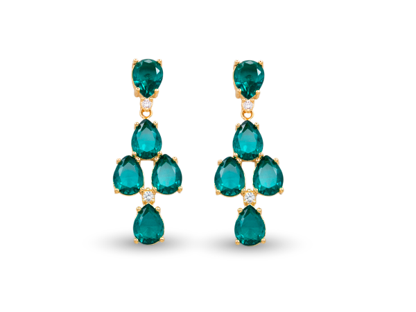 BB 3396 Brinco 4 Gotas Zirconias Azul BRUNA Semijoias