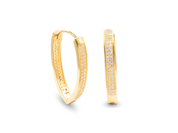 BB 3400 Brinco argola V 3cm cravejado zirconia BRUNA Semijoias