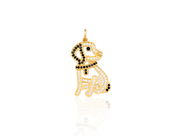 MB 1357 Medalha Cachorro Cravejado Zirconia 2,8cm BRUNA Semijoias
