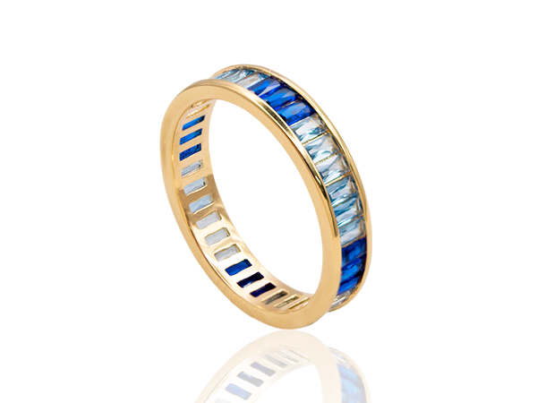 AB 1989 Anel Inteiro Filetado Azul Degradê BRUNA Semijóias