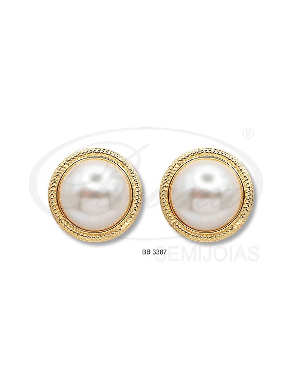 BB 3387 Brinco Meia Perola 1,8cm Volta Trabalhada BRUNA Semijoias