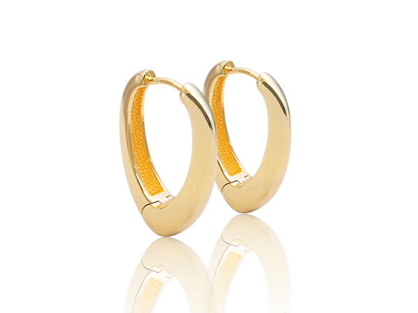 BB 3381 Brinco Argola Lisa em V 3cm BRUNA Semijoias