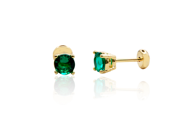 BB 3392 Brinco Pedrinha Verde Tarraxa Baby 4mm BRUNA Semijoias