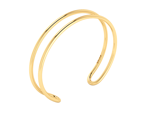 BP 0540 Bracelete Aberto Fio Duplo Liso 5,5cm BRUNA Semijoias