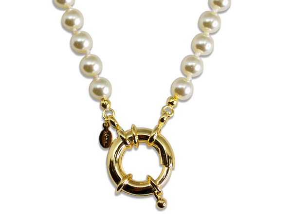 GB 0383 Gargantilha Pérolas 7mm Com Fecho Boia 2,1cm 45CM BRUNA Semijoias