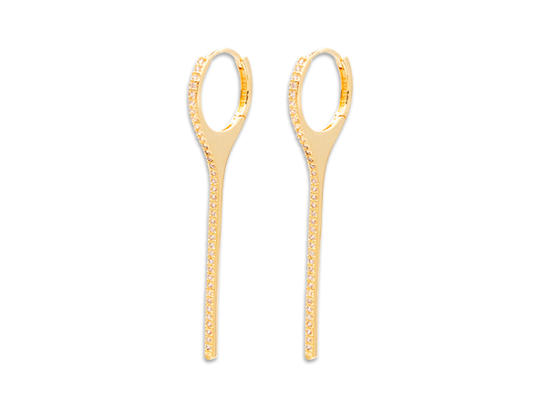 BB 3403 Brinco Palito Algema 5,5cm Cravejado Zircônias BRUNA Semijóias