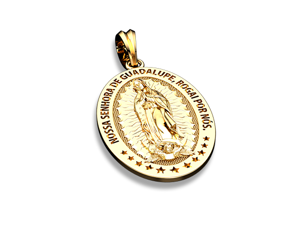 MB 1350 Medalha Nossa Senhora De Guadalupe Com Oração BRUNA Semijoias