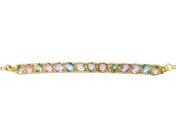 BP 0510 Pulseira Zirconias Coloridas 18 P/ 20cm BRUNA Semijoias