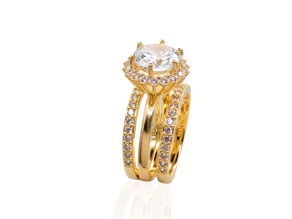 AB 1980 Anel Trio Solitário Zirconia 9mm Cravejado na Volta BRUNA Semijoias