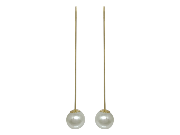 BB 2839 Brinco Palito Longo Com Perola 12mm BRUNA Semijoias