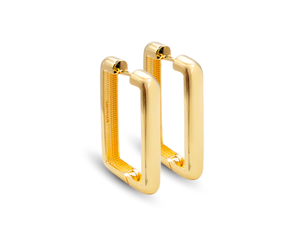 BB 3353 Brinco Argola Retangular Lisa A=3CM BRUNA Semijoias