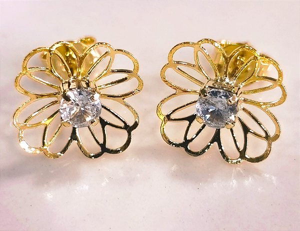 BV 4217 Brinco Flor Vazada (12mm) Yellow Semijóias