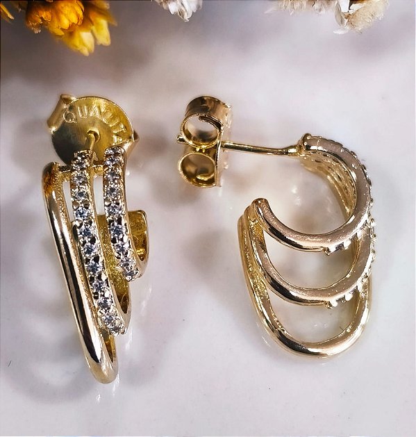 BQ 2339 Curvado Com Zirconias 3 Fios QUALITÁ Semijoias