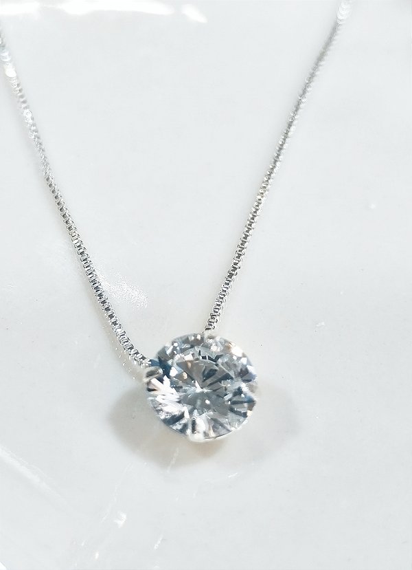 GQF602740 Gargantilha Veneziana Com Zirconia Redonda 9mm Folheada a Prata 40 P/45CM QUALITÁ Semijoias