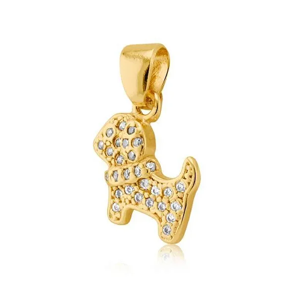 MQ 3078 Medalha Cachorro Pequeno Cravejado 1,2CM QUALITÁ Semijoias