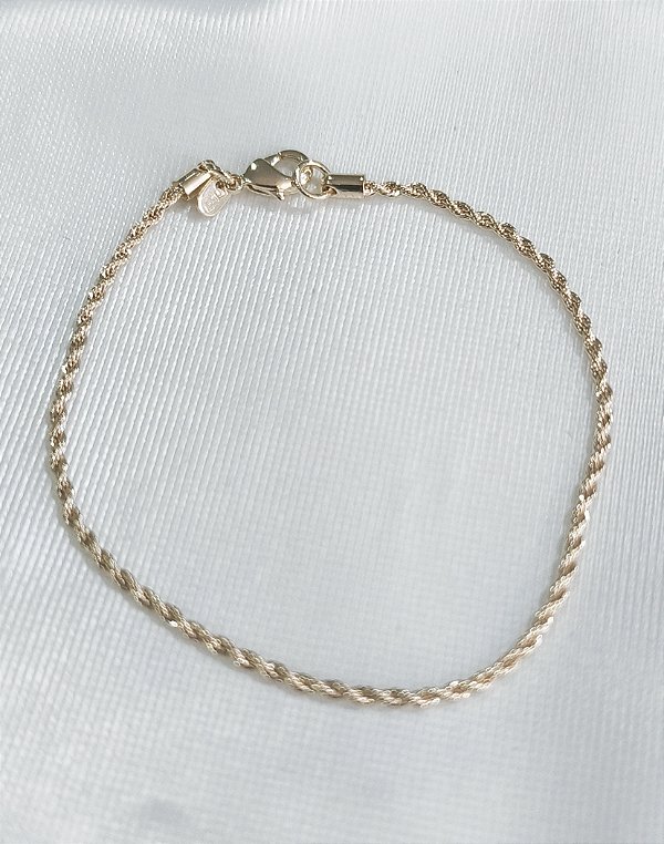 PQ 606518 Pulseira Cordão Fino Torcido 18CM QUALITÁ Semijoias