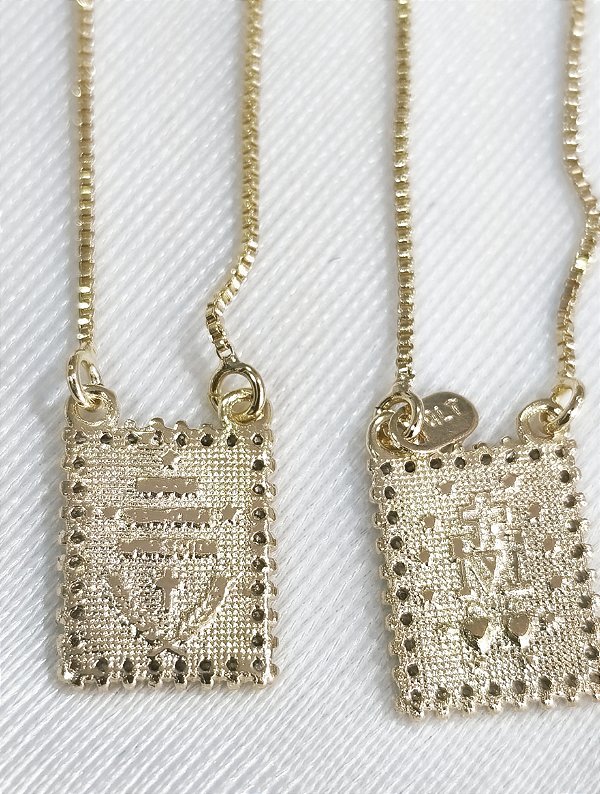 GQ 622560 Escapulário Nossa Senhora Aparecida+Nossa Senhora Das Graças 60CM QUALITÁ Semijoias