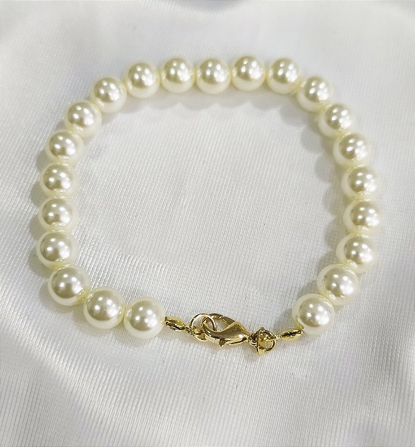 PQ 610320 Pulseira Pérolas 8mm 20cm QUALITÁ Semijoias