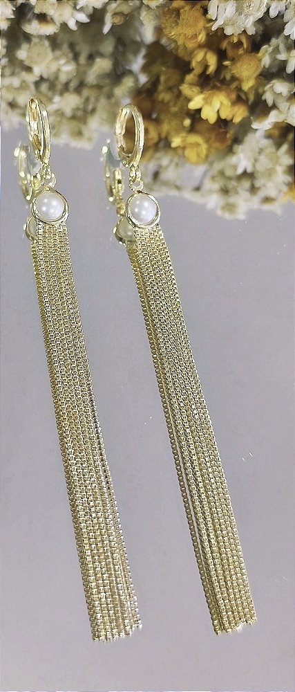 BF 0211 Brinco Algema(1cm) c/Franja(7cm) com Pérola MD Folheados