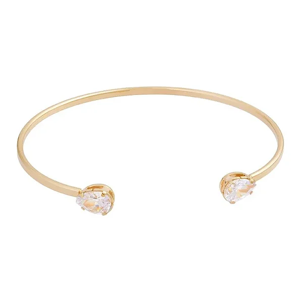 PF 0516 Bracelete Aberto 2 Gotas Zirconias 8mm MD Folheados