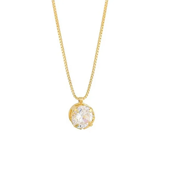 GF 0092 Gargantilha Veneziana 45cm Com Ponto De Luz Redondo Zirconia 8mm MD Folheados
