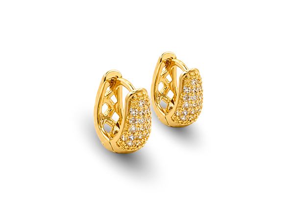 BB 3416 Brinco Argola Cravejada P 12mm BRUNA Semijoias