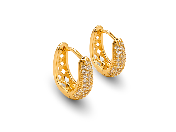 BB 3417 Brinco Argola Cravejada M 14mm BRUNA Semijoias