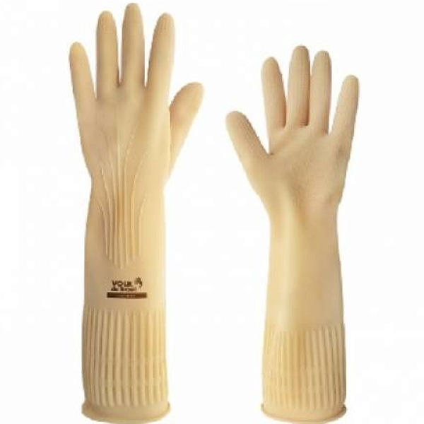 Luva Latex Ranhurada Amarela Volk Ca 15100