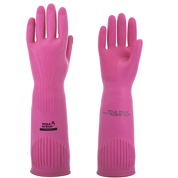 Luva Latex Ranhurada Rosa Volk Ca 36368