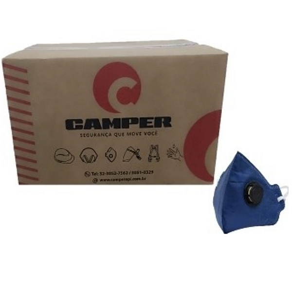Respirador Pff2 Valvulada Azul Cx Com 100 Camper Ca 38944