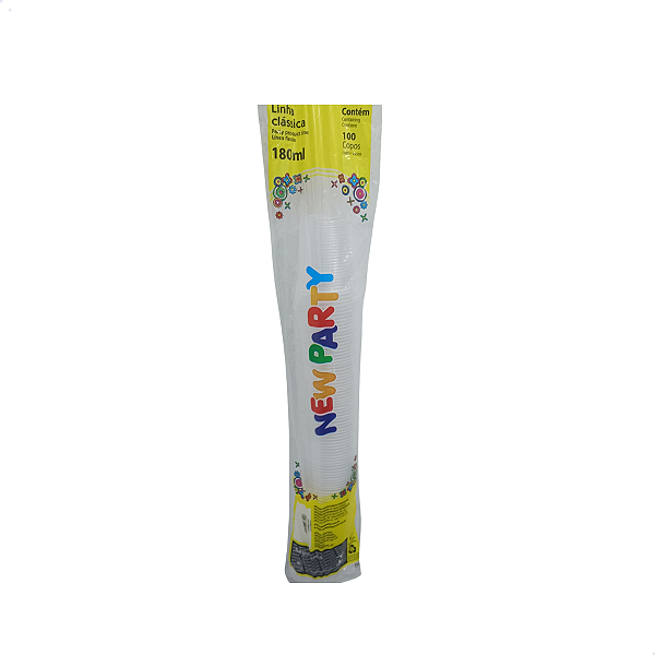 Copo Descartavel Plastico Com 100 Unidades 180ml Ps New Party