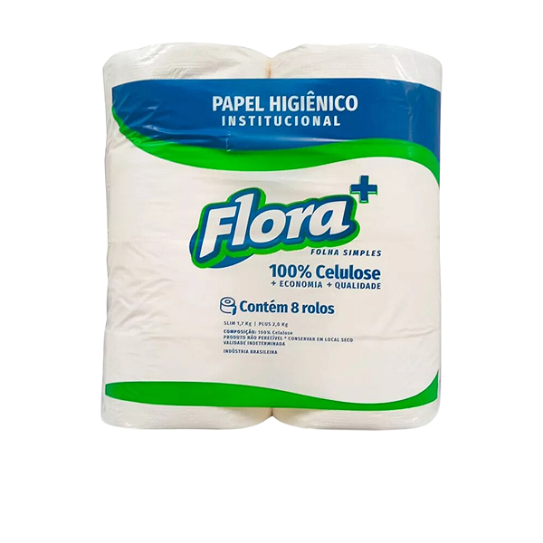 Papel Higienico Folha Simples 8 Rolos 200m Flora