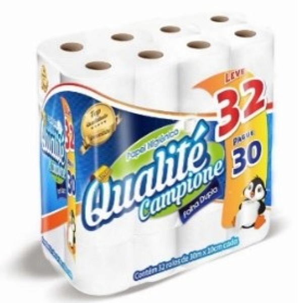 Papel Higienico Folha Dupla 32 Rolos 30m Qualite
