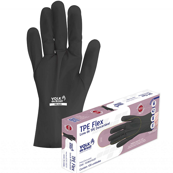 Luva Tpe Flex Preta DescartÁVel Volk