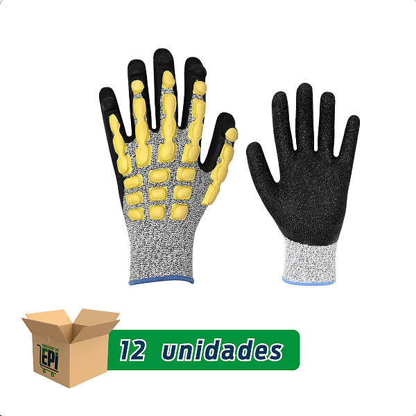 Kit com 12 Pares Luva Impacto Cut Volk Ca 38654 - Eg