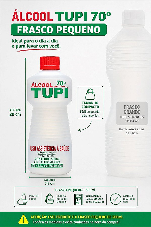 Alcool Liquido 70° 500ml Tupi
