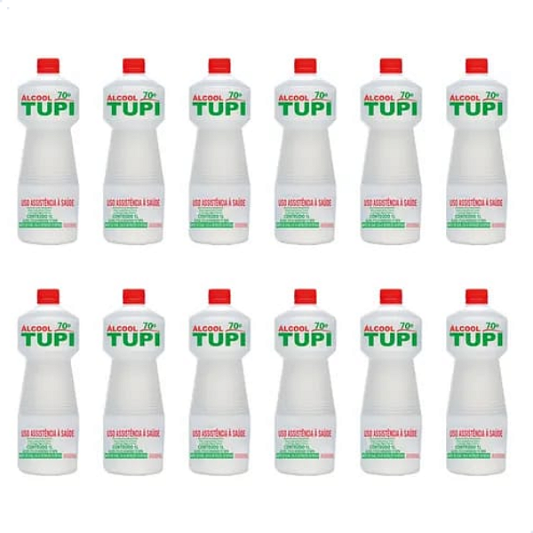 Kit com 12 Alcool Liquido 70° 1l Tupi