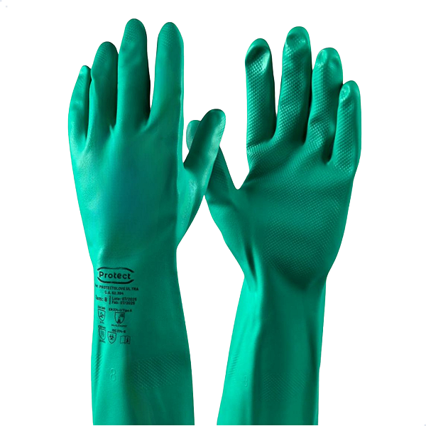 Luva Nitrilica Verde com Forro Ultra Glove Protect Ca 52364