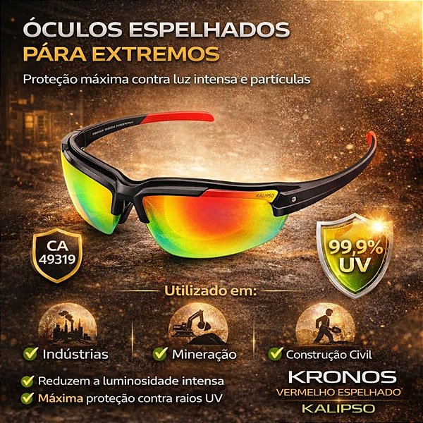 Oculos Kronos Vermelho Espelhado Kalipso Ca 49319