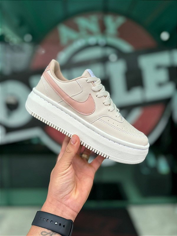 Tênis Nike Court Vision Bege Rosa Premium