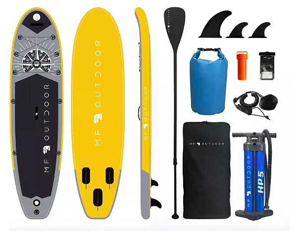 Prancha Stand Up Paddle Inflável Completo Com Bomba 10.6 Pés - Amarelo