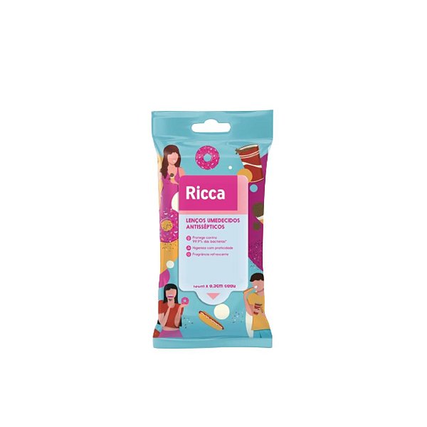 Lencos Antissepticos Snacks Azul Ricca 10 unidades 13 x 6,5