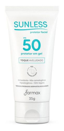 Protetor Solar Facial Sunless Gel Translúcido Fps 50 35g