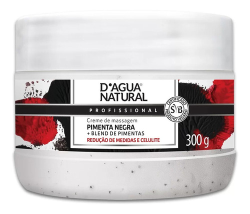 Creme Massagem Pimenta Negra Reduz Medida Dagua Natural 300g