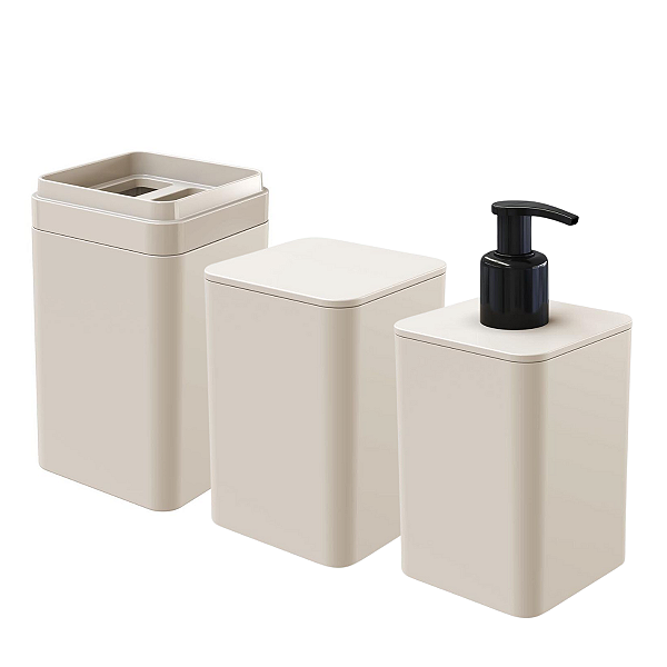 Kit Banheiro Porta Escova Porta Algodao e Dispenser Areia