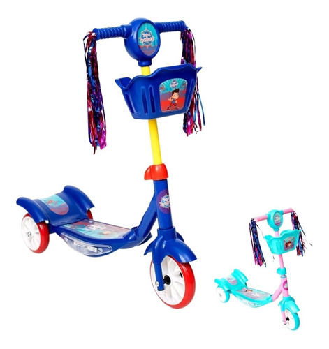 Patinete Infantil Com Led 3 Rodas - Unitoys Rosa E Azul