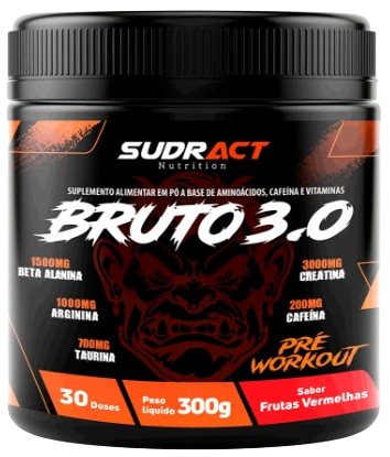 Pré Workout Bruto 3.0 300g - Sabor Frutas Vermelhas